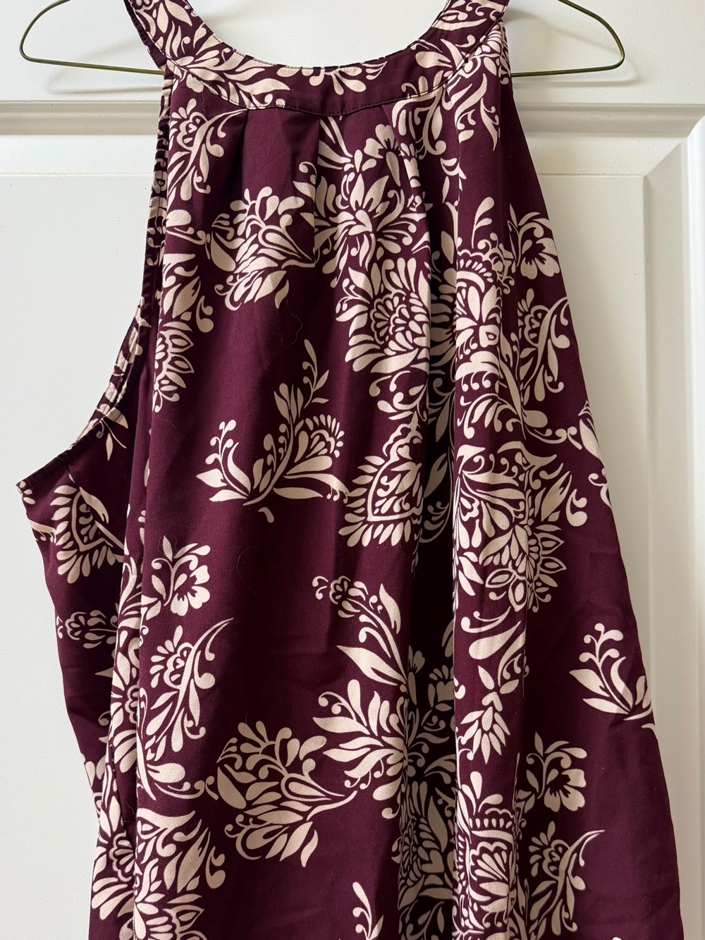 LOFT Sleeveless Floral Print High neck blouse in Plum and Cream XL